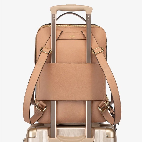 Calpak kaya 15 inch laptop backpack bag luggage travel braided detail caramel - Picture 4 of 12